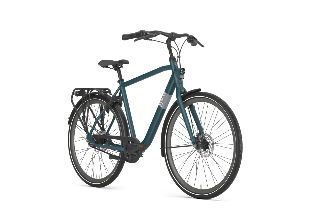 Gazelle Esprit Belt Herrenrad Pine Green – Schrägansicht mit Shimano Nexus 7-Gang und Scheibenbremsen