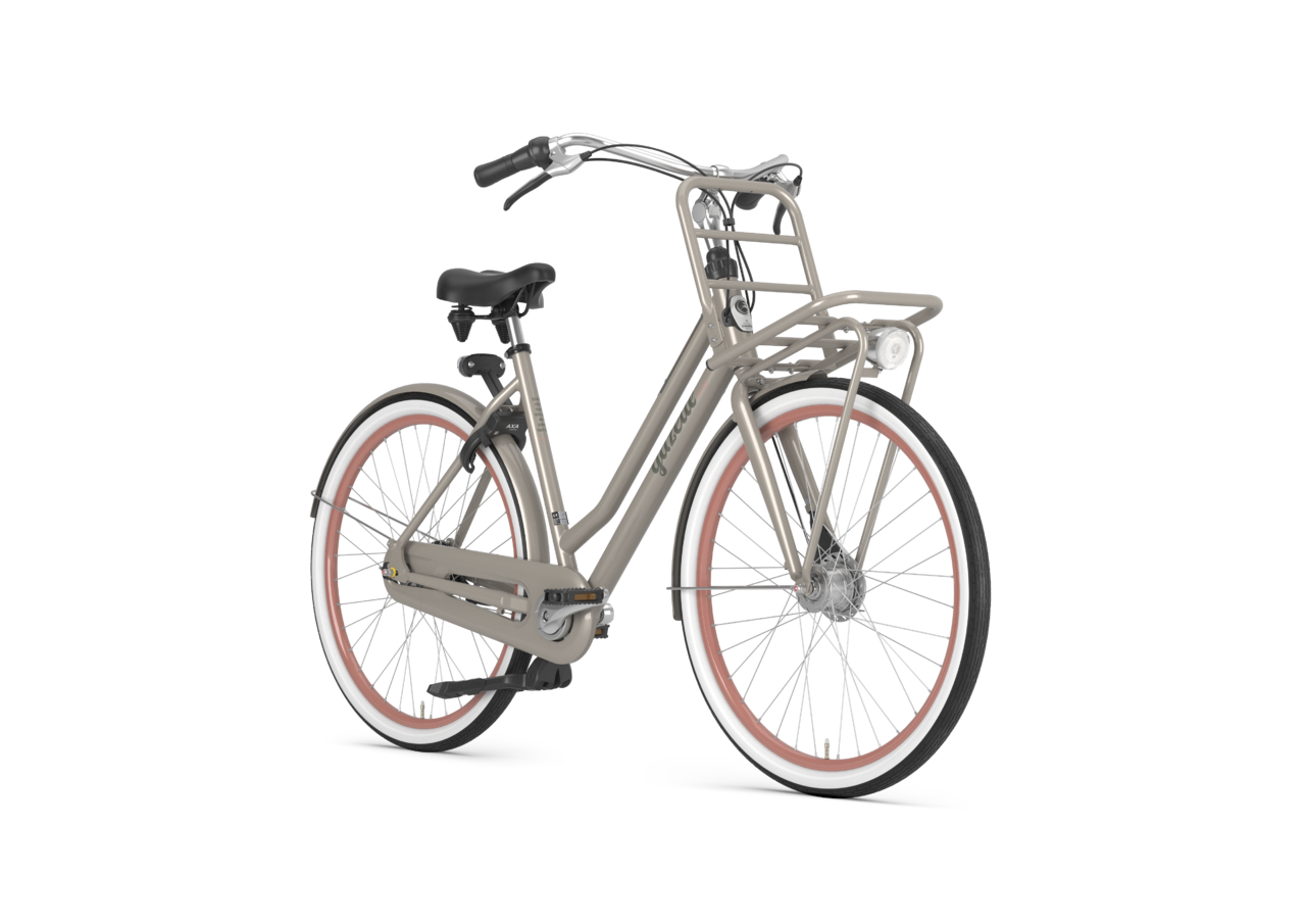 Gazelle Miss Grace L Clay Green – Detailansicht Shimano Nexus 7-Gang und Frontgepäckträger
