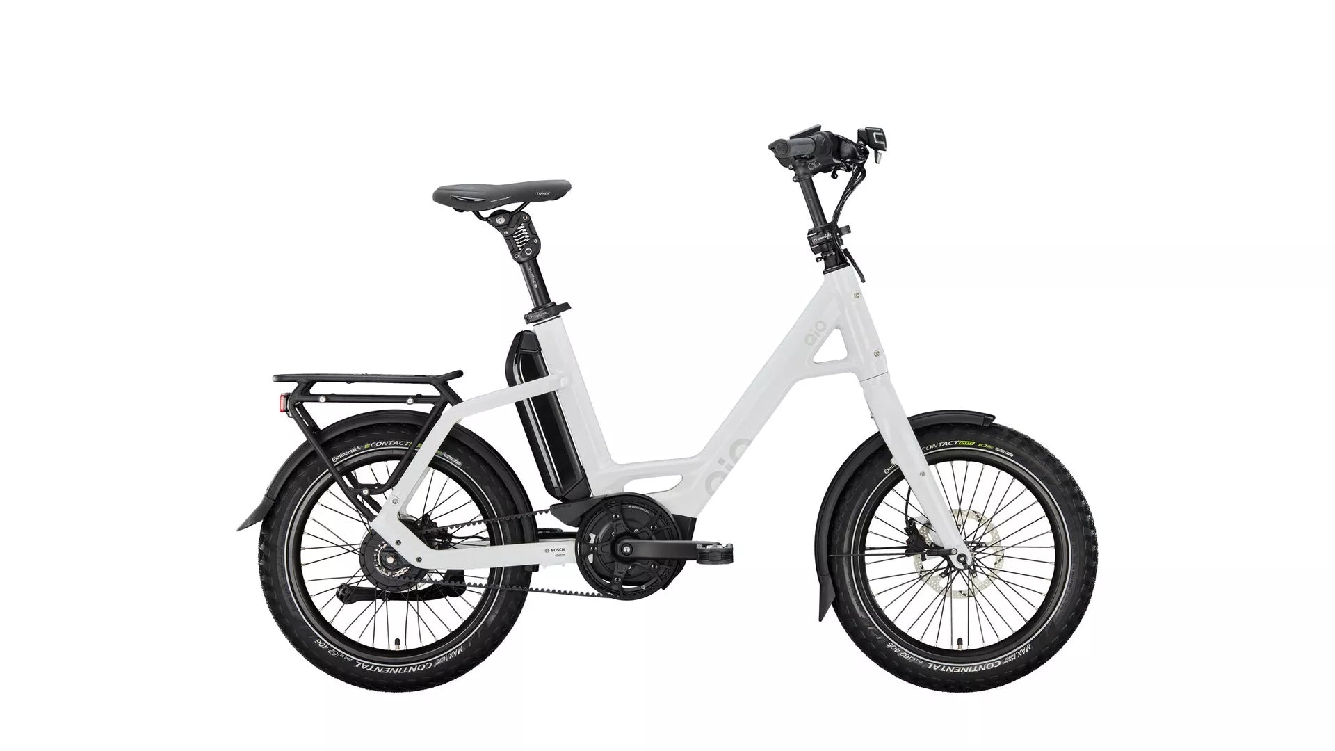 QiO EINS P-E Kompaktrad E-Bike in Crystal White – Bosch 545 Wh mit Enviolo und Gates Riemenantrieb