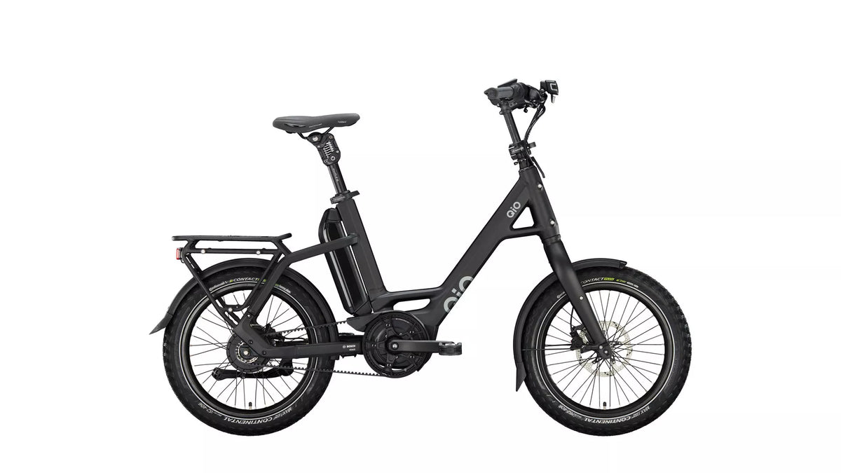 QiO EINS P-E Kompaktrad E-Bike in Night Black Matt – Bosch 545 Wh mit Enviolo und Gates Riemenantrieb