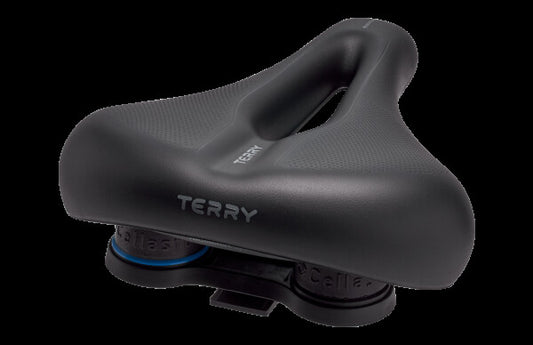 Terry Anatomica Flex Gel Men Herrensattel schwarz – Ansicht schräg von hinten mit Cellasto-Dämpfern