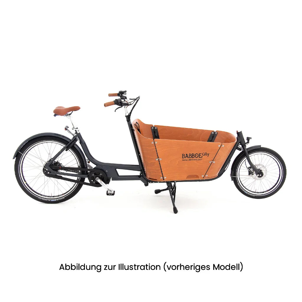 Babboe City E-Lastenrad 2026 – Grau/Holz (Abbildung Vorgängermodell)