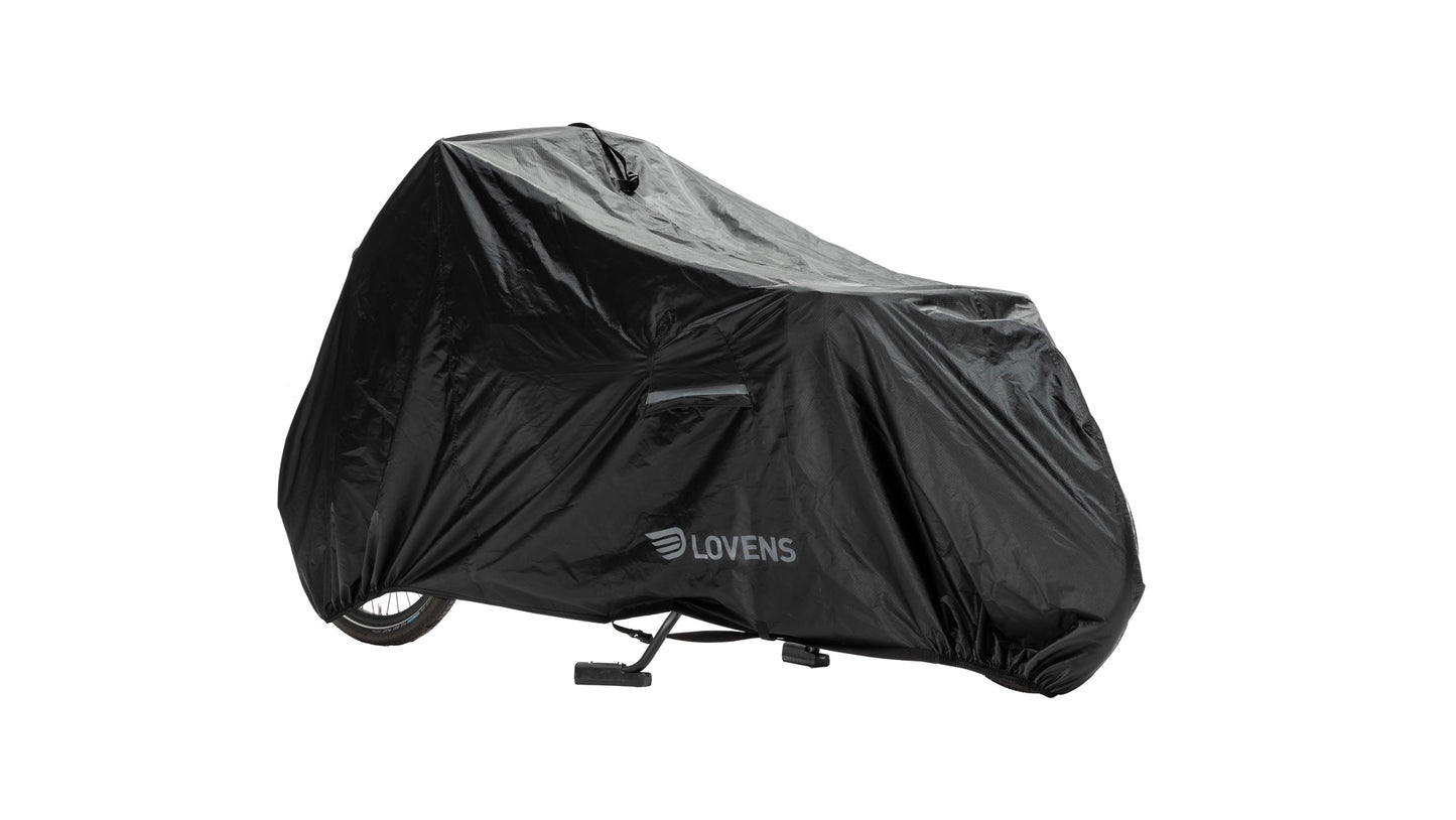Lovens Explorer Bike Cover Abdeckplane über dem Lastenrad mit Regenverdeck