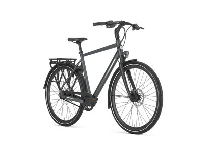 Gazelle Chamonix S11 Herrenrad High-Step Cloud Grey – Schrägansicht mit Gates Riemenantrieb und Shimano Alfine Nabenschaltung