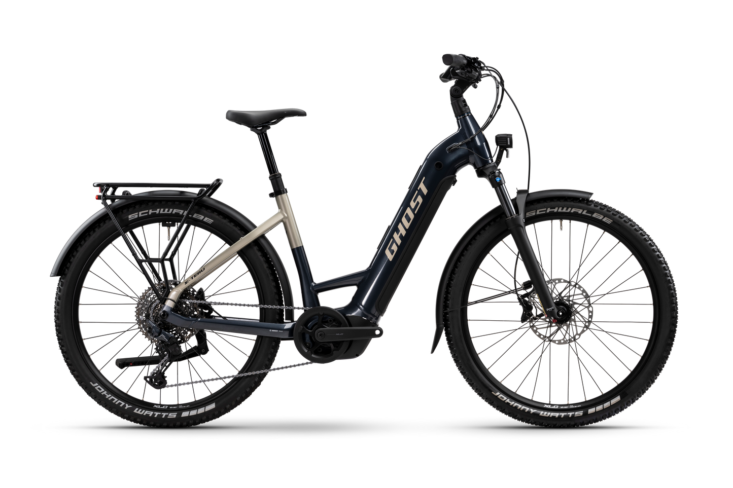 Ghost E-Teru Advanced EQ Low E-Bike 2026 in Eerie Black Beaver mit Bosch Motor, Seitenansicht