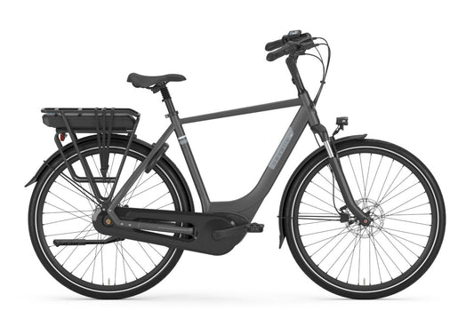 Gazelle Paris C7+ E-Bike Herrenrad in Anthracite Grey – Seitenansicht High-Step