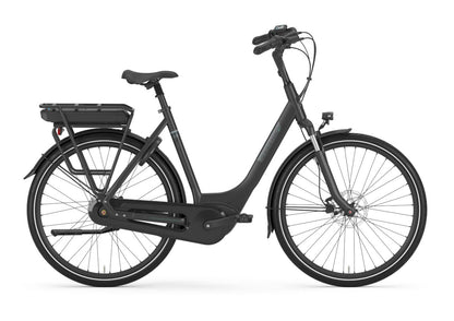 Gazelle Paris C8 E-Bike Damenrad in Black Matt – Seitenansicht mit Bosch Active Line Plus Mittelmotor