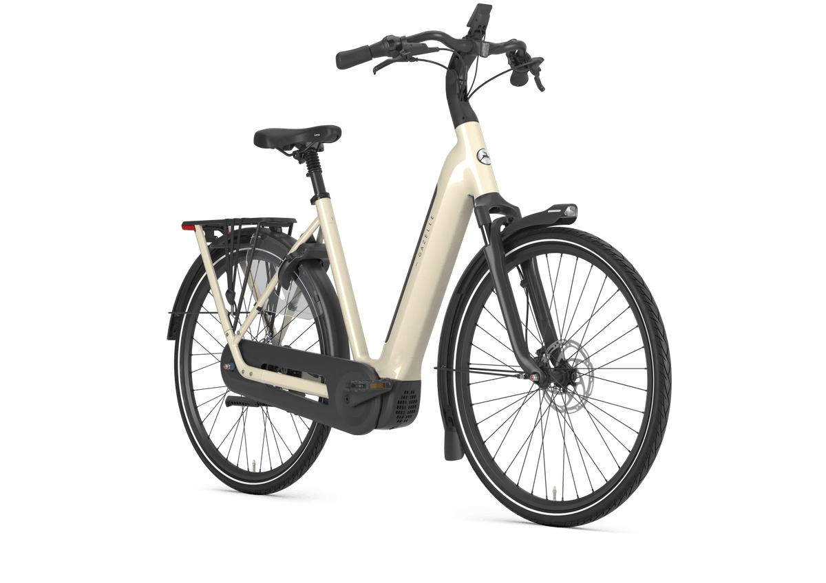 Gazelle Grenoble C5 Low-Step E-Bike Caramel Khaki mit Kettenkasten, Federgabel und MIK HD-Gepäckträger