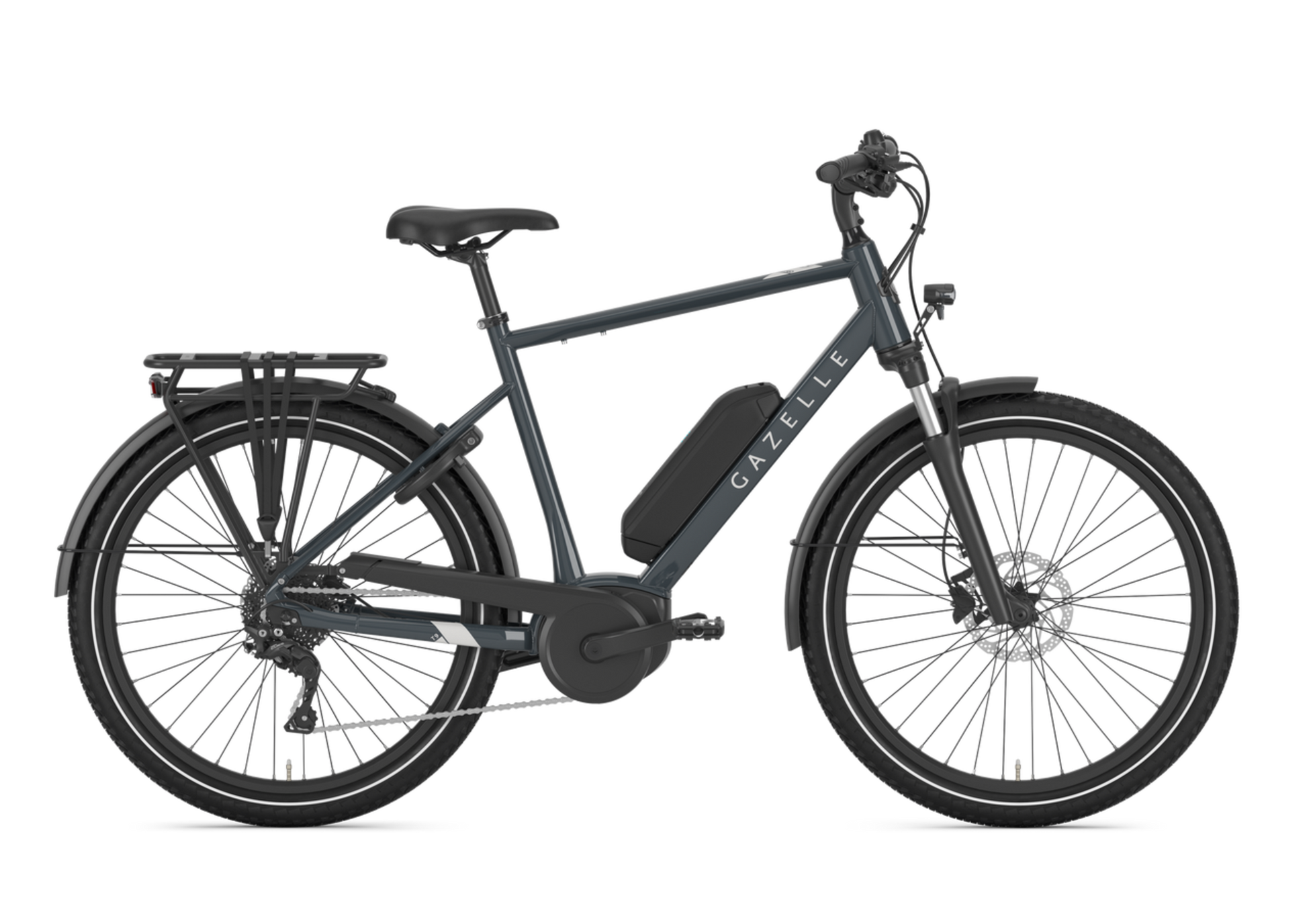 Gazelle Medeo T9 E-Bike Herrenrad in Thunder Grey – Seitenansicht High-Step