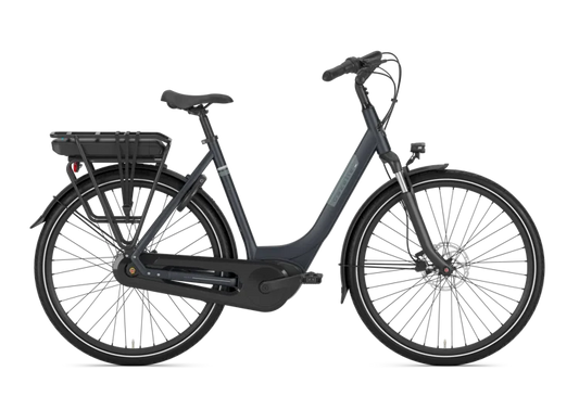 Gazelle Paris C7 E-Bike Damenrad in Graphite Blue – Seitenansicht Tiefeinsteiger