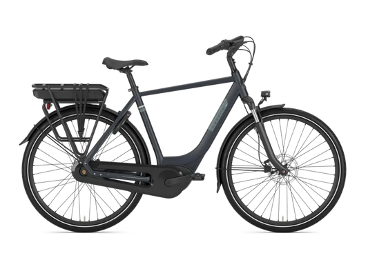 Gazelle Paris C7 E-Bike Herrenrad in Graphite Blue Matt – Seitenansicht High-Step