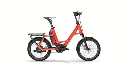 QiO Compact CXNINEx E-Bike in Imola Red – Kompaktes Stadtrad mit Riemenantrieb