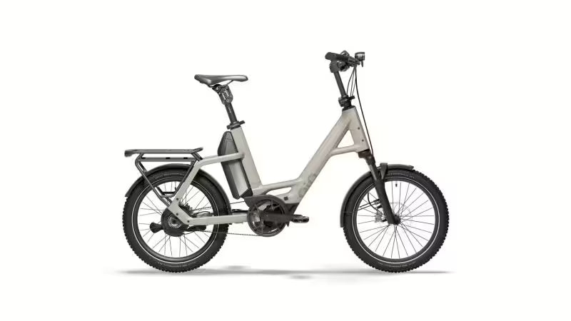 QiO Compact CXNINEx E-Bike in Lunar White Matt – Kompaktrad mit Federgabel und Scheibenbremsen