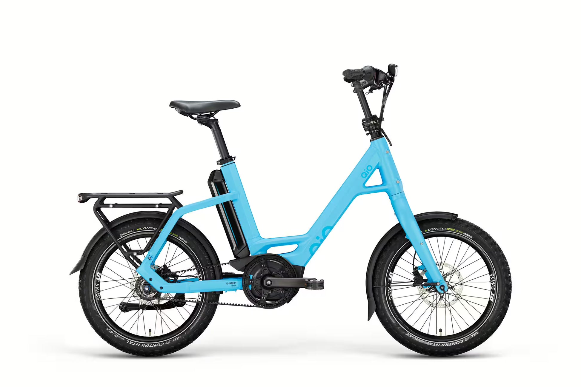 QiO EINS AP-8R Kompaktrad E-Bike in Ice Blue Matt – Bosch Mittelmotor, 8-Gang und Riemenantrieb