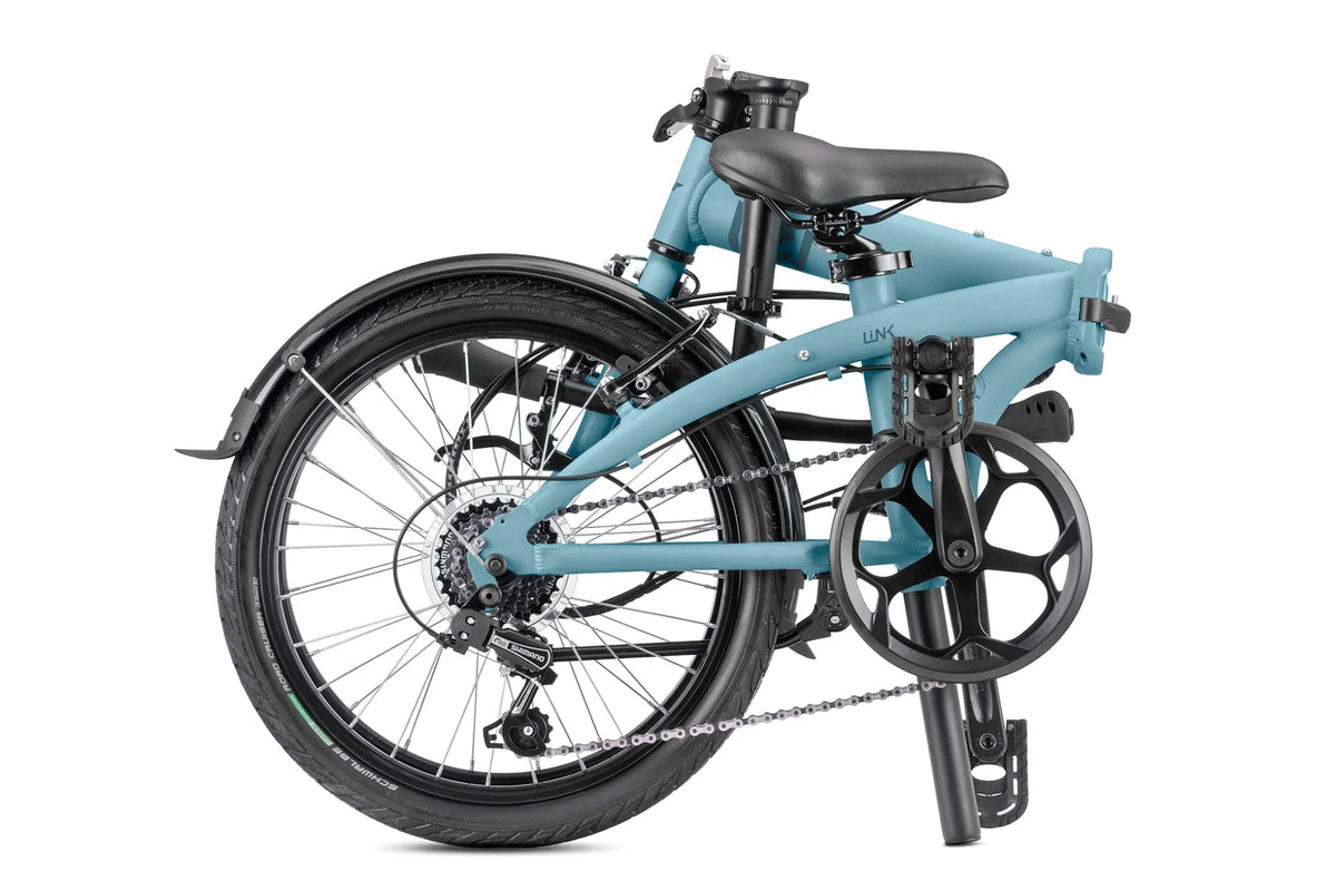 Tern Link B7 Faltrad in Satin Misty Blue / Blue – gefaltet