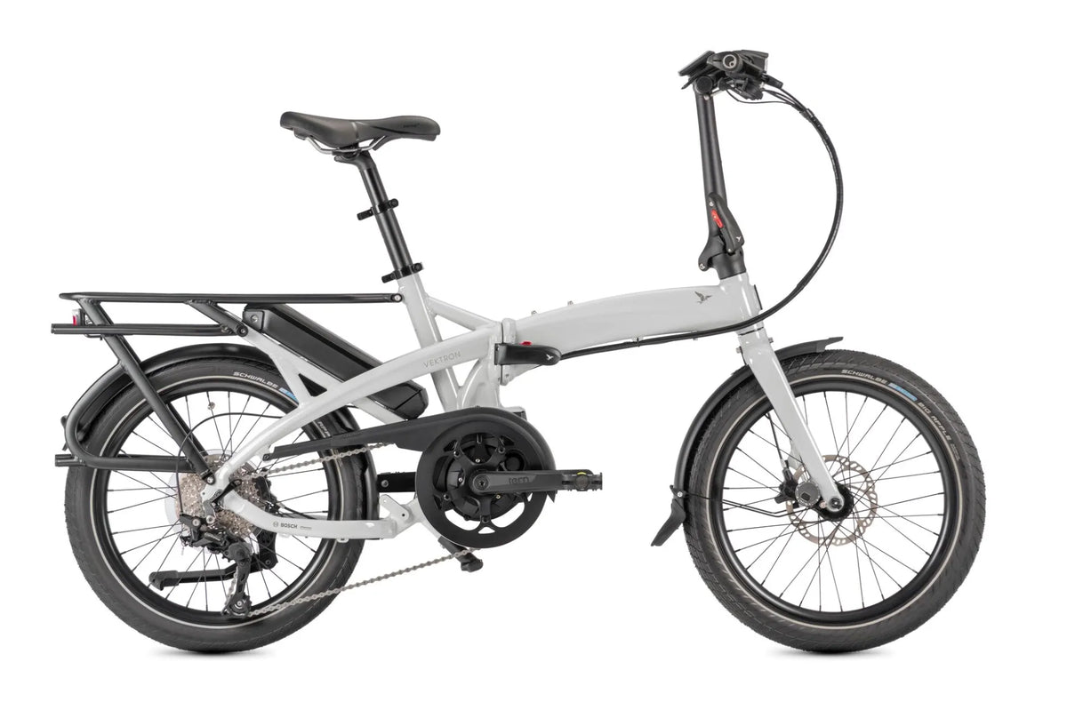 Tern Vektron P10 E-Faltrad in Transit Grey / Steel Grey – Seitenansicht