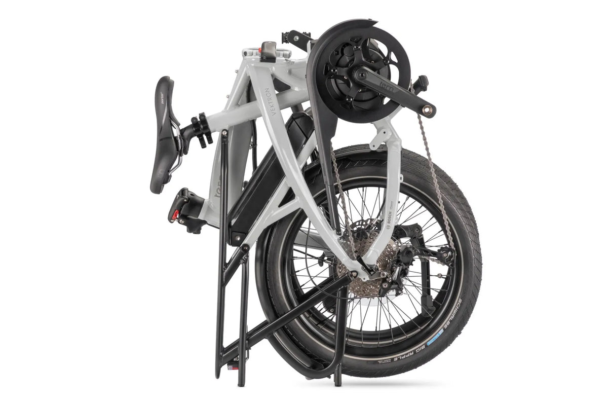 Tern Vektron P10 E-Faltrad in Transit Grey / Steel Grey – gefaltet