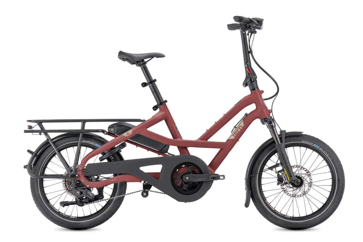 Tern HSD P10e Kompaktrad E-Bike in Satin Sangria / Umber – Seitenansicht