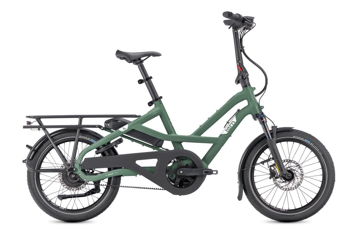 Tern HSD P00 Kompaktrad E-Bike in Satin Spruce / Silver – Seitenansicht