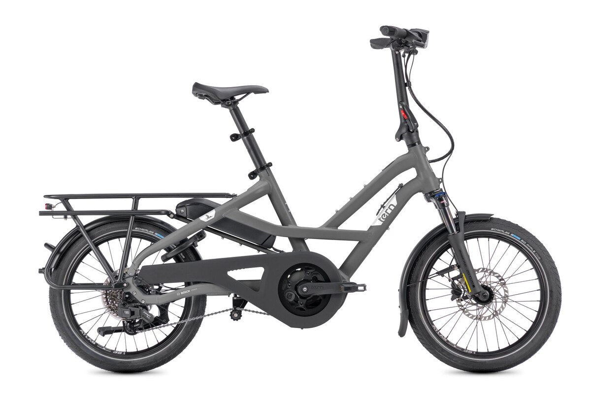 Tern HSD P10e Kompaktrad E-Bike in Satin Black / Umber – Seitenansicht