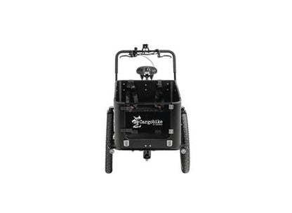 Cargobike DeLight Dog Dreirad-Lastenrad schwarz – Frontansicht mit transparenter Fronttür