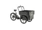 Cargobike DeLight Kindergarten Dreirad-Lastenrad schwarz – Schrägansicht mit Box und Verdeckbügeln