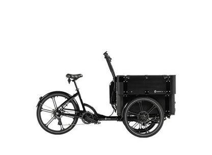 Cargobike DeLight Kindergarten Dreirad-Lastenrad schwarz – Seitenansicht ohne Verdeck