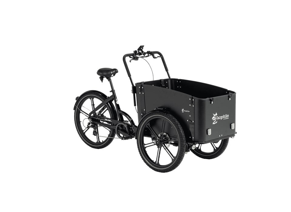 Cargobike DeLight Dreirad-Lastenrad schwarz – Gesamtansicht