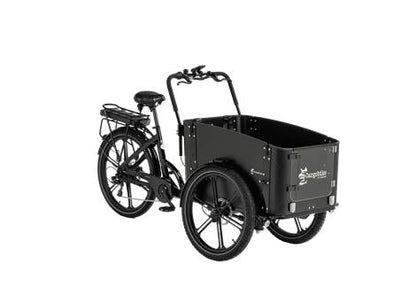 Cargobike Flex Dog – öffnungsfähige Fronttür, Hund steigt selbstständig ein