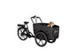 Cargobike Flex Nova Dog Dreirad-Lastenrad schwarz – Schrägansicht mit Hund in der Nova-Box