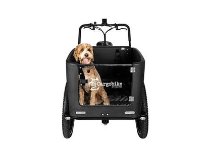 Cargobike Flex Nova Dog – Frontansicht mit Hund in der Nova-Box