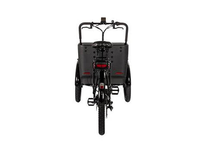 Cargobike Flex Nova Dog – Heckansicht mit Rücklicht und geöffneter Box