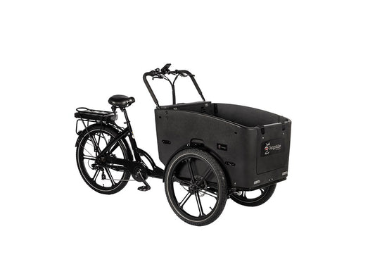 Cargobike Flex Nova Dreirad-Lastenrad schwarz – Gesamtansicht