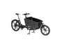 Cargobike Long Lite Long-John-Lastenrad schwarz – Schrägansicht mit Frontbox