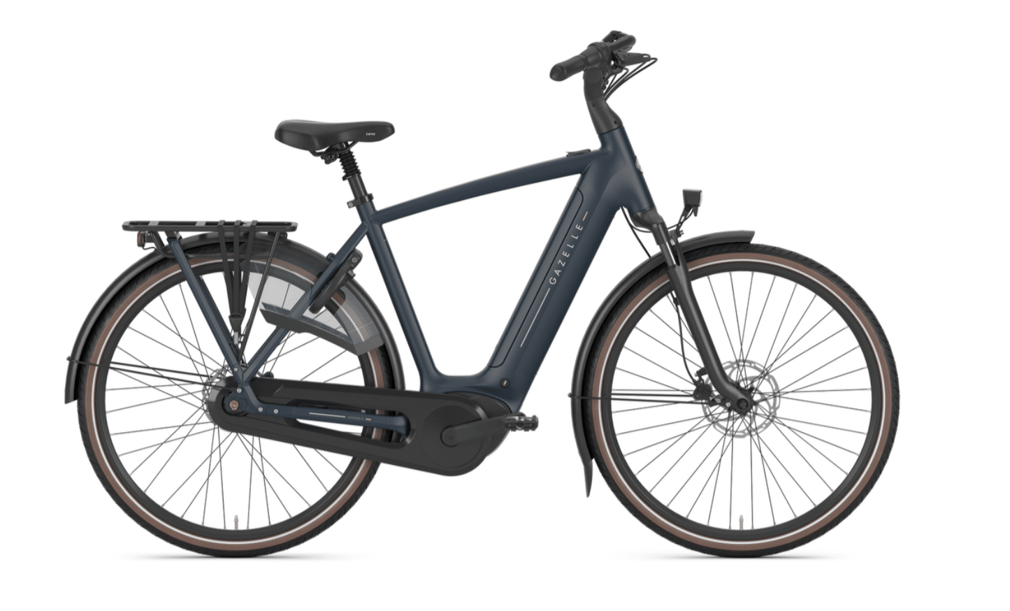 Gazelle Grenoble C8 E-Bike Herrenrad in Between Blue – Seitenansicht