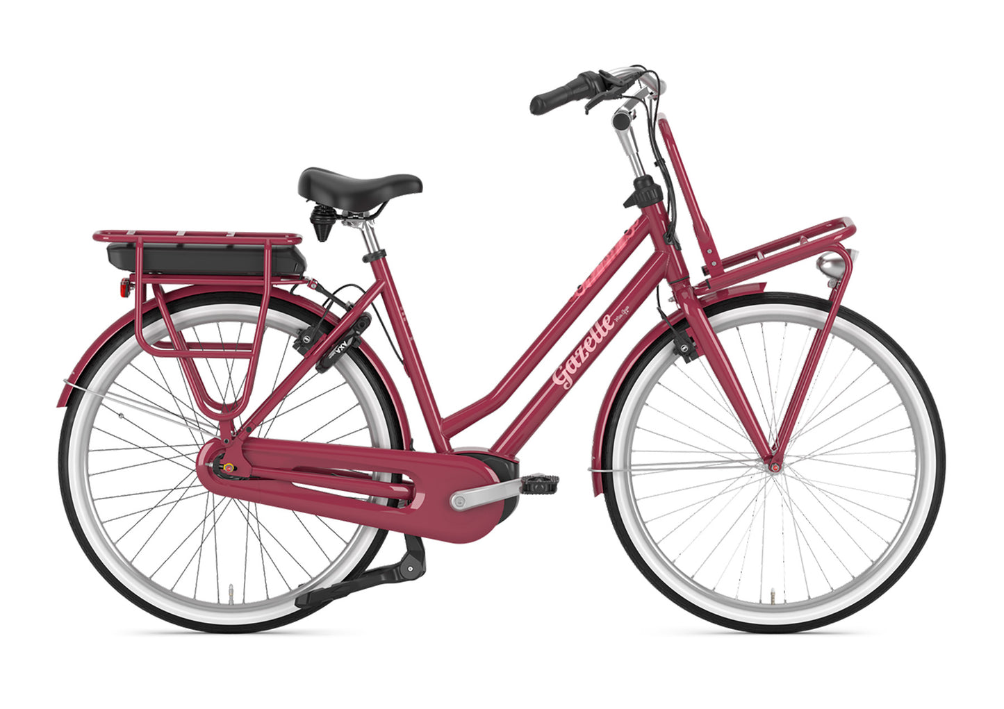 Gazelle Miss Grace C7 HMB 28 Zoll E-Bike Hollandrad in Coral Red – Seitenansicht