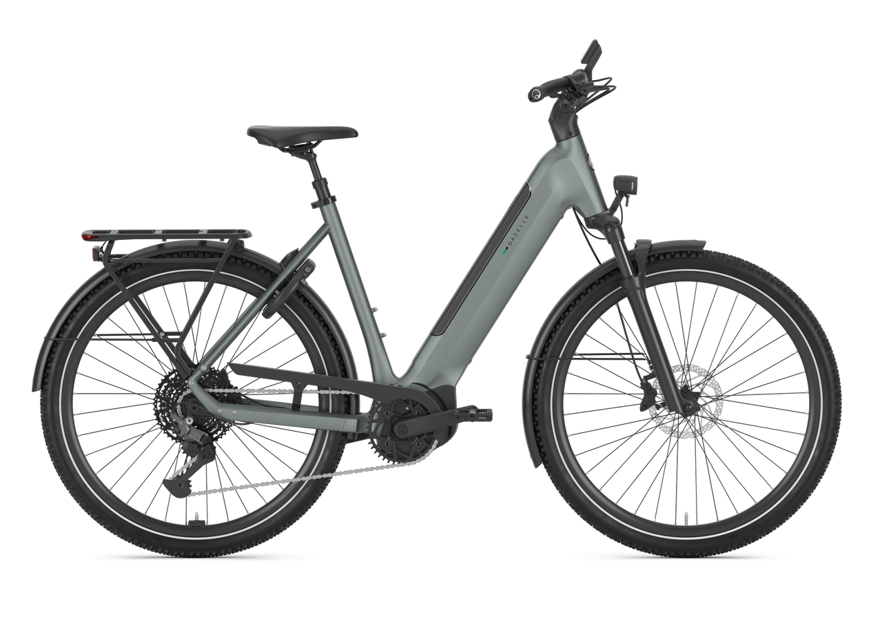 Gazelle Ultimate T11 E-Bike Damenrad in Grün – Trekkingrad Seitenansicht