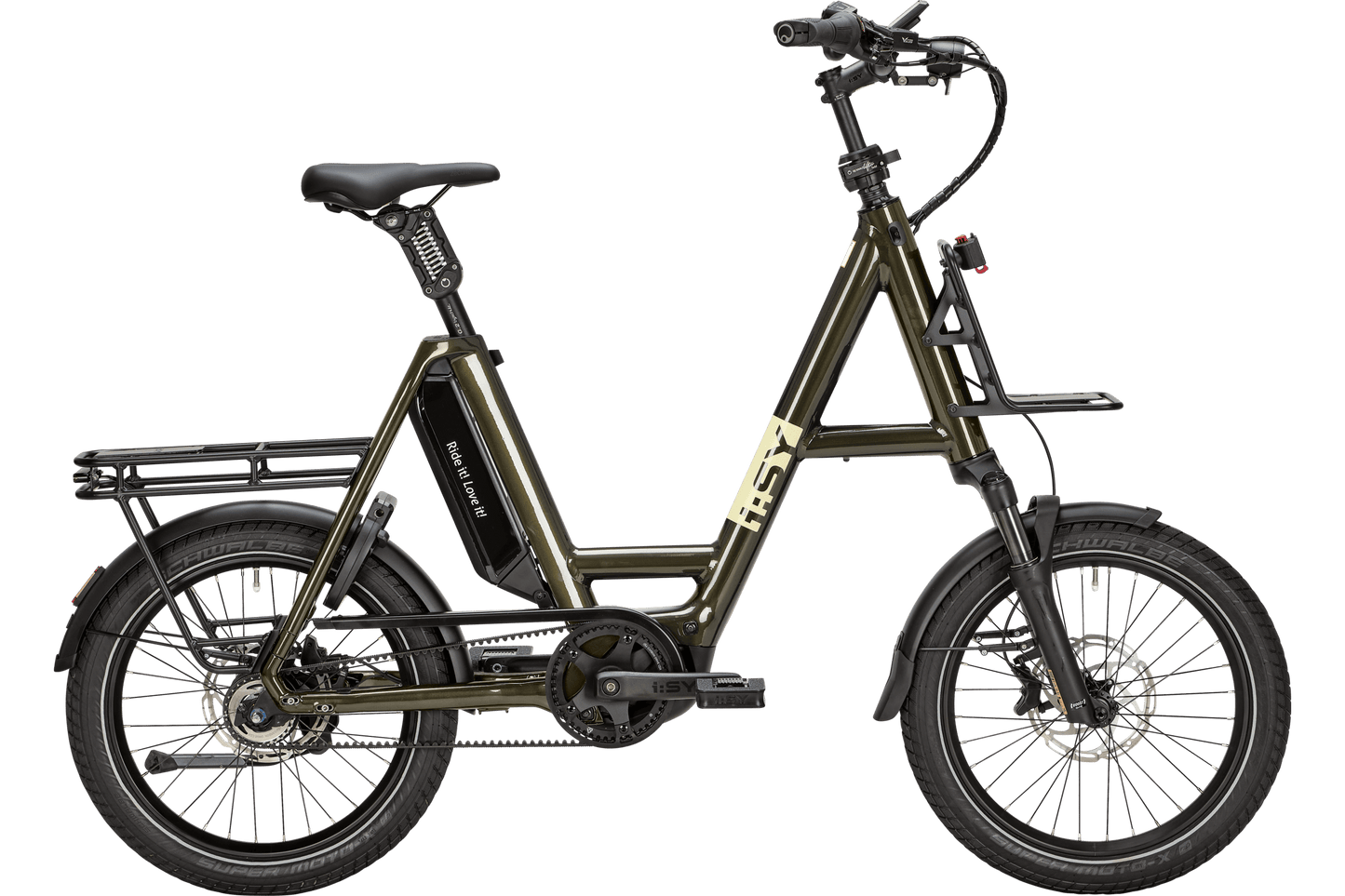 i:SY XXL E5 ZR F Touring 2026 Darkmore Green – Seitenansicht, faltbares XXL-Kompakt-E-Bike