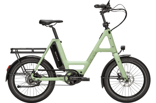 i:SY SKYFLY E5 ZR RT PX 2026 – Seitenansicht des Carbon-Kompaktrads mit Riemenantrieb und 20-Zoll-Laufrädern