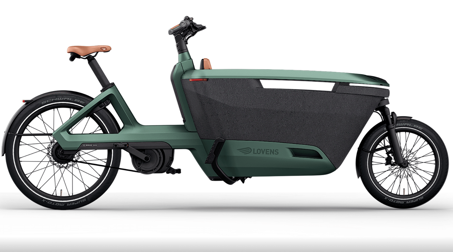 Lovens Explorer 2 S100 Lastenrad Avenue Green – zweirädriges E-Lastenrad mit Bosch Cargo Line Motor 100 Nm und Smart System