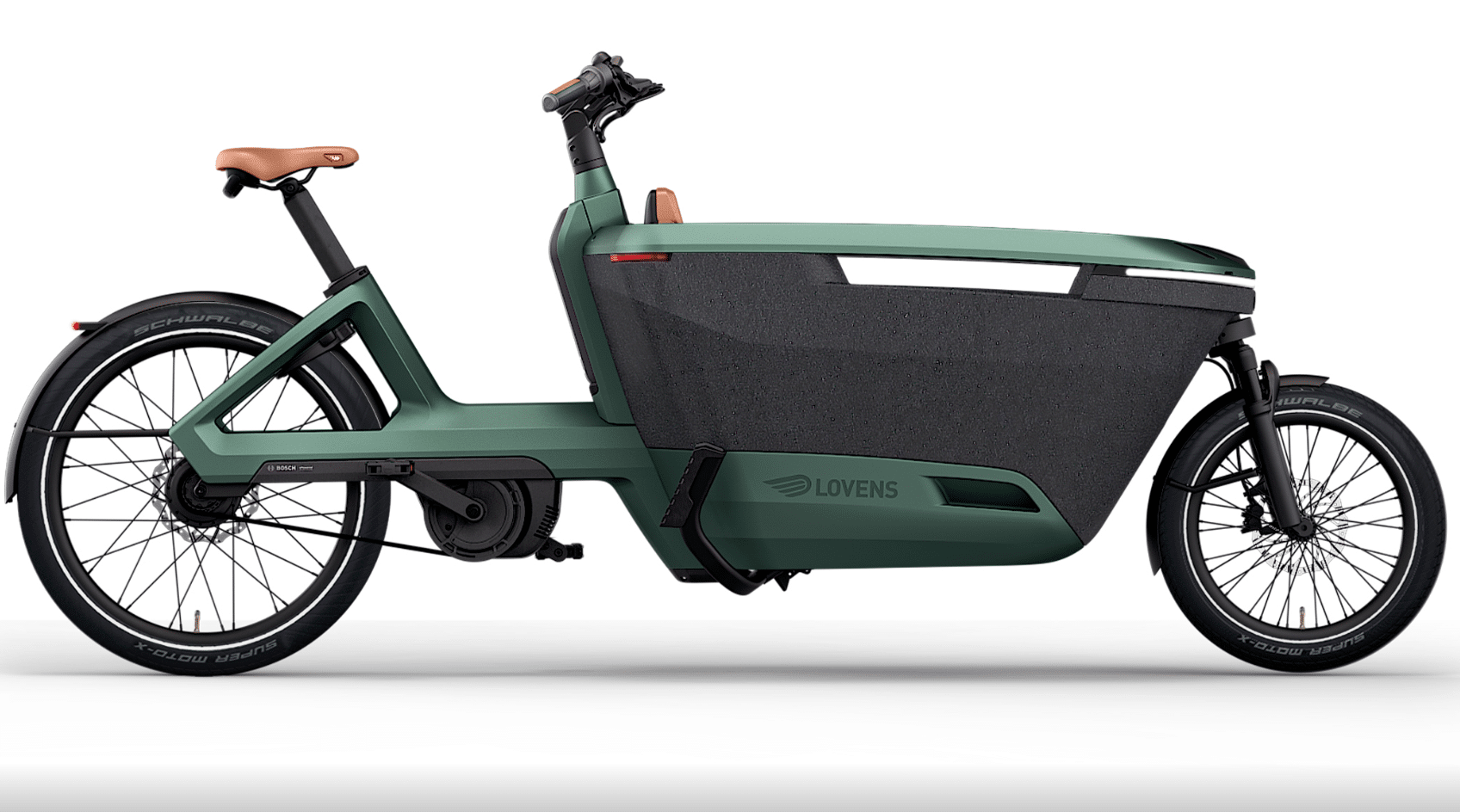 Lovens Explorer 2 S60 Lastenrad Avenue Green – zweirädriges E-Lastenrad mit Bosch Performance Line Motor 60 Nm