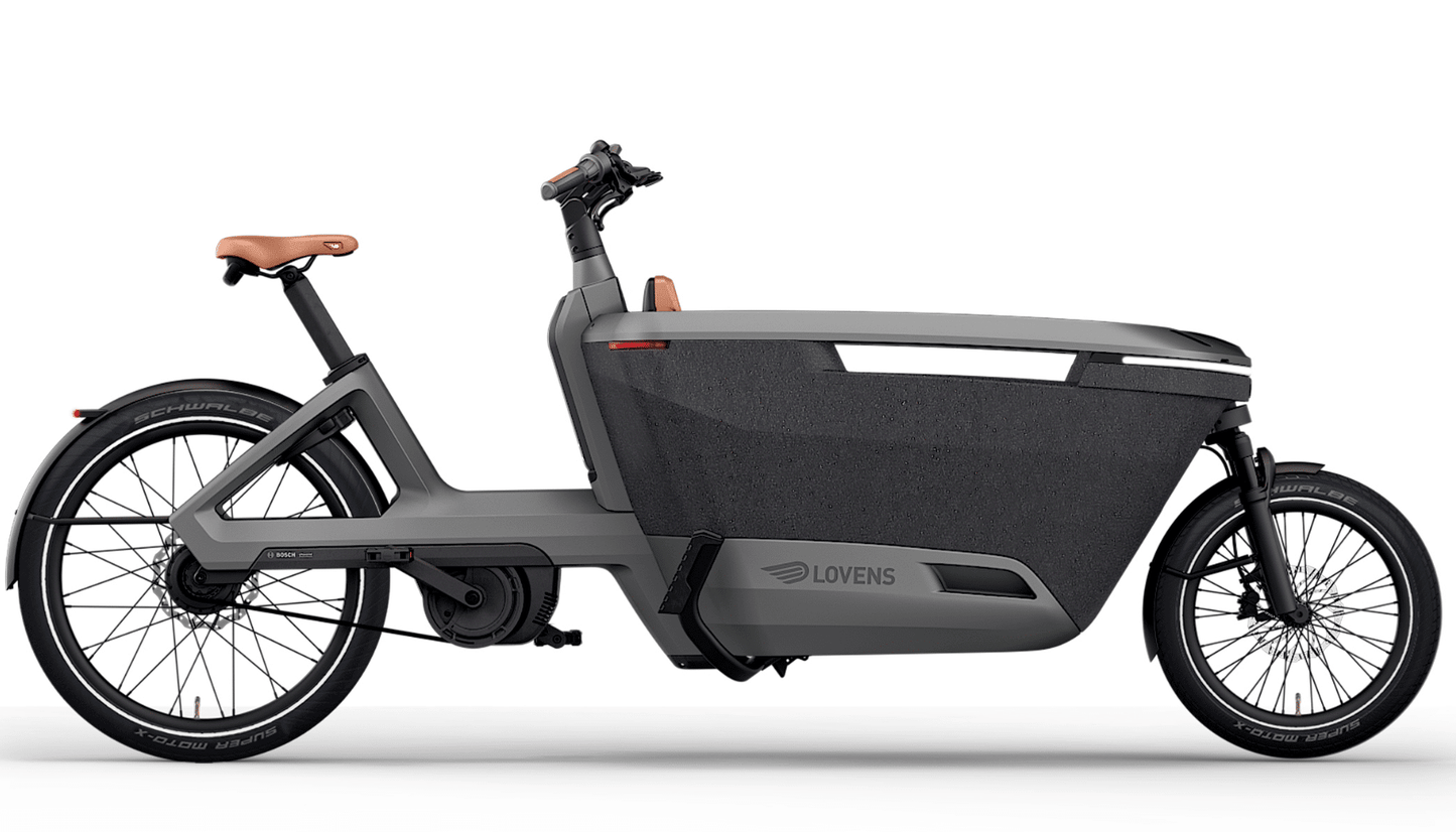 Lovens Explorer 2 S75 Lastenrad Alloy Grey – zweirädrige E-Lastenrad mit Bosch Cargo Line Motor 75 Nm