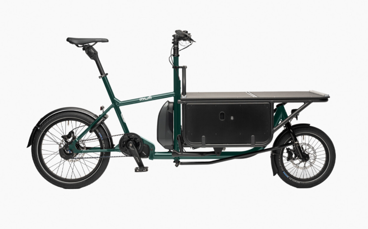 E-Muli St pro BOX Cargobike Lastenrad in Pinetree mit großer Transportbox