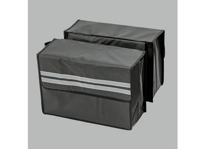 Cargobike Doppelpacktasche für das Longtail Varia mit Reflektorstreifen – Frontansicht
