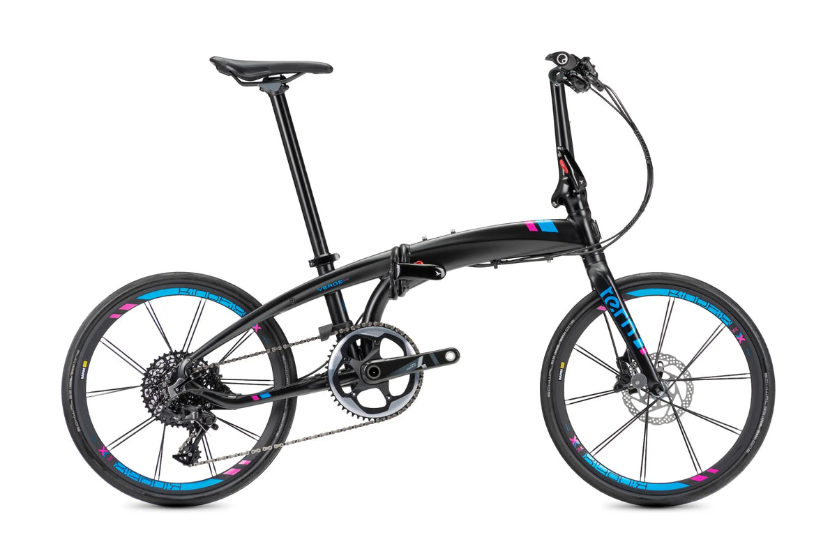 Tern Verge X11 Faltrad in Satin Black / Blue / Magenta – Seitenansicht