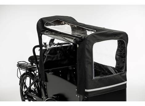 Cargobike Verdeck 4 Kinder hohe Ausführung in Schwarz, für Flex und Delight mit Holzbox
