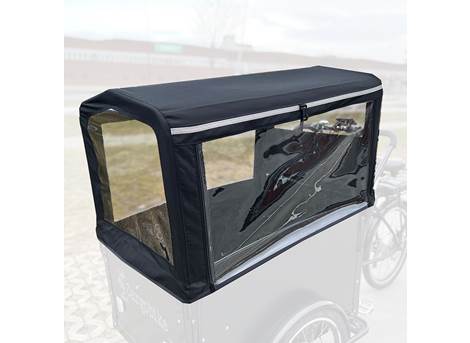 Cargobike Verdeck Square Premium 4 Kinder – hochrollbare Seitenfenster für einfaches Ein- und Aussteigen