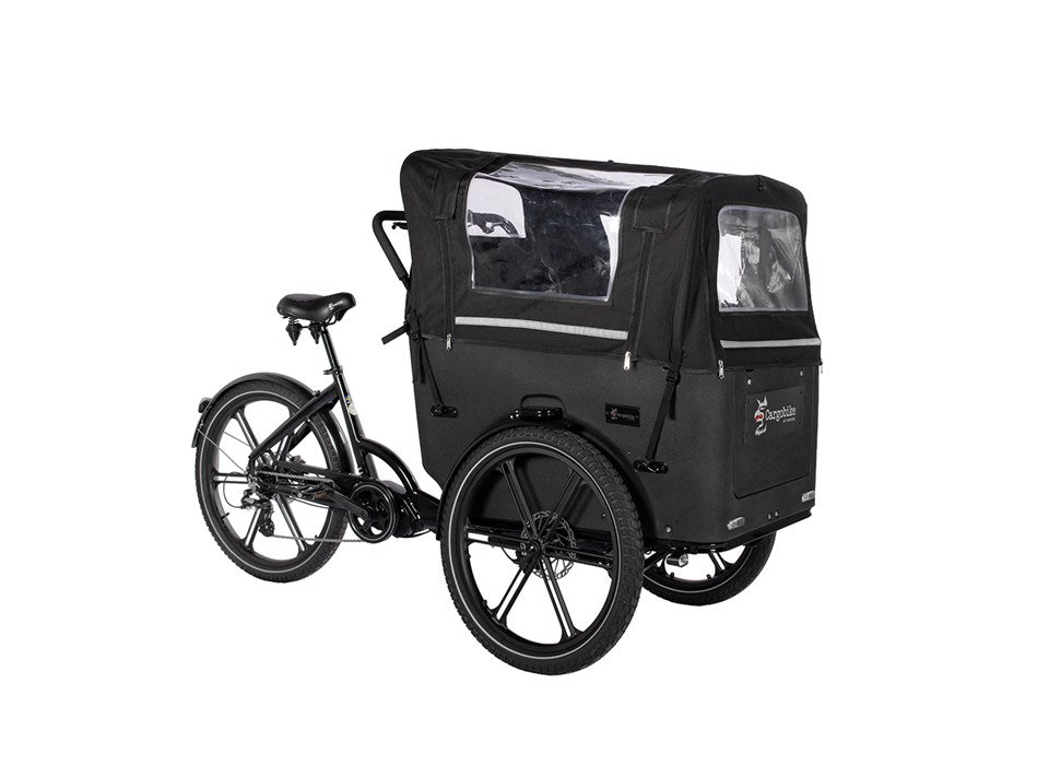 Cargobike Verdeck NOVA PREMIUM für vier Kinder aus schwarzem Canvas, passend für Flex und Delight mit Nova-Box